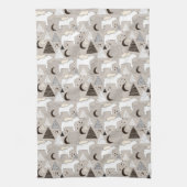 Cute Doodle Woodland Beer Pattern Theedoek (Verticaal)