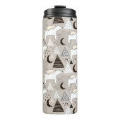 Cute Doodle Woodland Beer Pattern Thermosbeker (Voorkant)