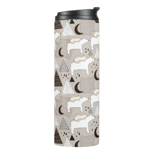 Cute Doodle Woodland Beer Pattern Thermosbeker (Gedraaid links)