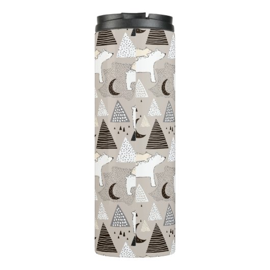 Cute Doodle Woodland Beer Pattern Thermosbeker (Achterkant)