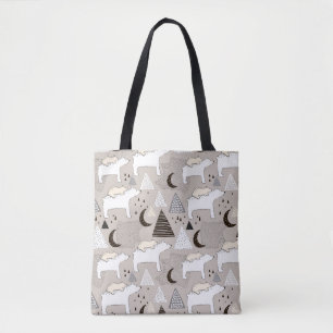 Cute Doodle Woodland Beer Pattern Tote Bag