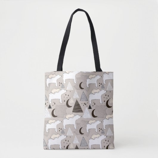 Cute Doodle Woodland Beer Pattern Tote Bag (Voorkant)
