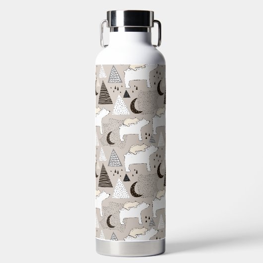 Cute Doodle Woodland Beer Pattern Waterfles (Voorkant)