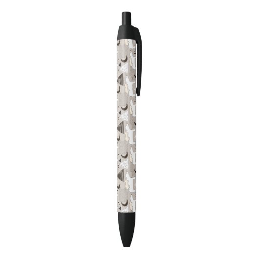 Cute Doodle Woodland Beer Pattern Zwarte Inkt Pen (Achterkant (Verticaal))