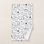 Cute Doodlekattenpatroon Bad Handdoek (Handdoek)