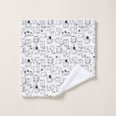 Cute Doodlekattenpatroon Bad Handdoek (Wasdoekje)
