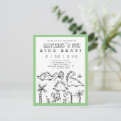 Cute Doodles Sage Green Dino Party Kind Birthday Kaart (Staand voorkant)