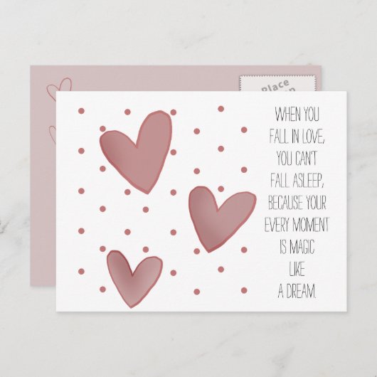 Cute Dots and Hearts Pattern Valentine's Postcard Feestdagenkaart (Voorkant / Achterkant)