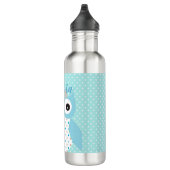 Cute Dotty Blue Owl Art gepersonaliseerd Waterfles (Rechts)