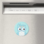 Cute Dotty Blue Owl Art Personalized Girls Magneet (Insitu (Vaatwasser))
