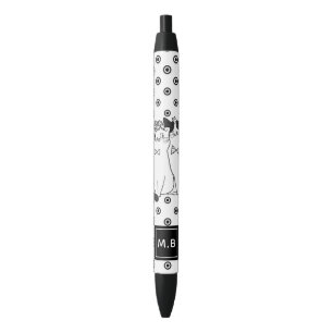 Cute Dotty Cats in Love Monogram Zwarte Inkt Pen