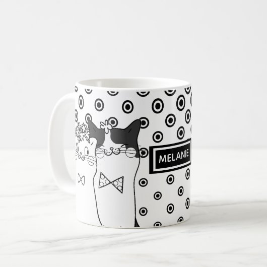 Cute Dotty Cats in Love Personated Koffiemok (Voorkant links)
