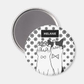 Cute Dotty Cats in Love Personated Magneet (Voorkant / Achterkant)