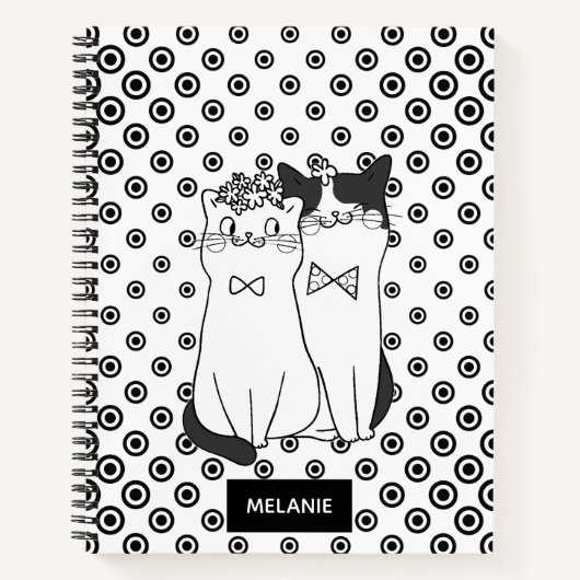 Cute Dotty Cats in Love Personated Notitieboek (Voorkant)