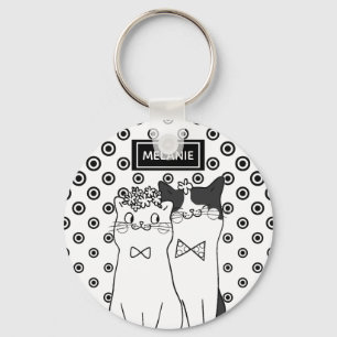 Cute Dotty Cats in Love Personated Sleutelhanger