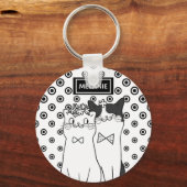 Cute Dotty Cats in Love Personated Sleutelhanger (Voorkant)