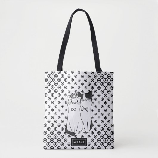 Cute Dotty Cats in Love Personated Tote Bag (Voorkant)