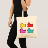 Cute Dotty Colorful Ducks Tote Bag (Voorkant (product))