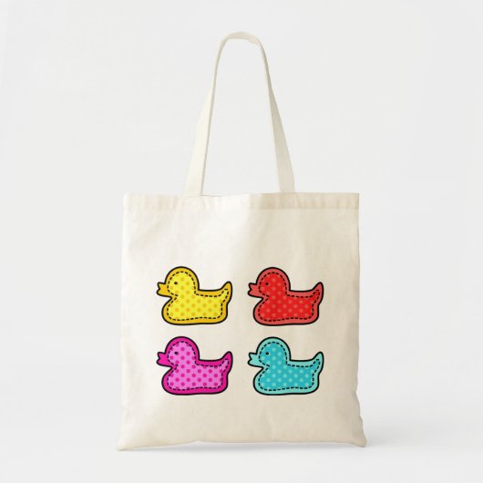 Cute Dotty Colorful Ducks Tote Bag (Voorkant)