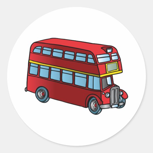 Cute Double Decker Bus Ronde Sticker (Voorkant)