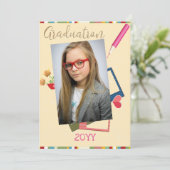 Cute Double Photo Middle School Afstuderen Kaart (Staand voorkant)