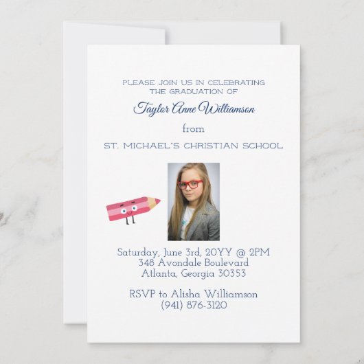 Cute Double Photo Middle School Afstuderen Kaart (Achterkant)