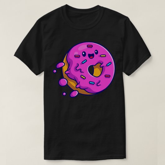 Cute Doughnut Flying Cartoon T-shirt (Design voorkant)