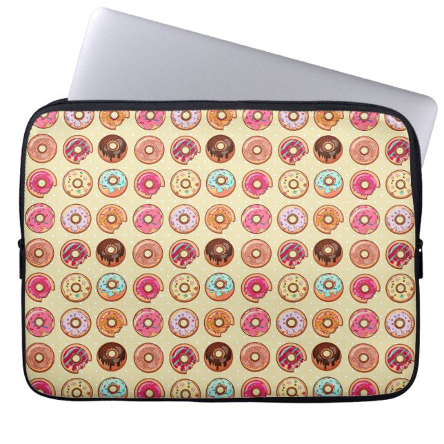 Cute Doughnut Pattern Laptop Sleeve (Voorkant)