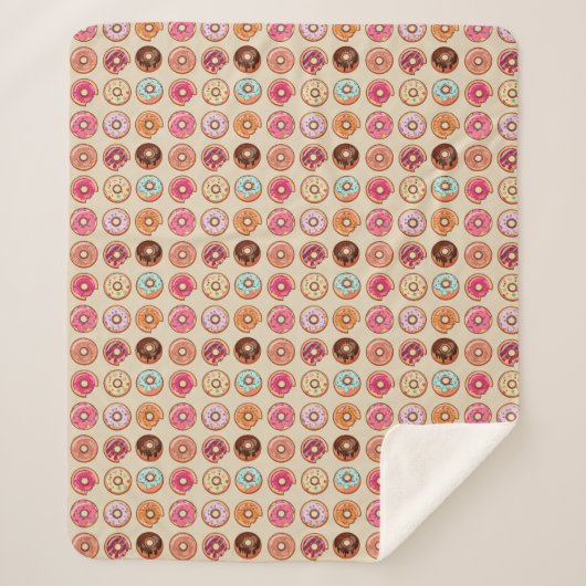 Cute Doughnut Pattern Sherpa Deken (Voorkant)