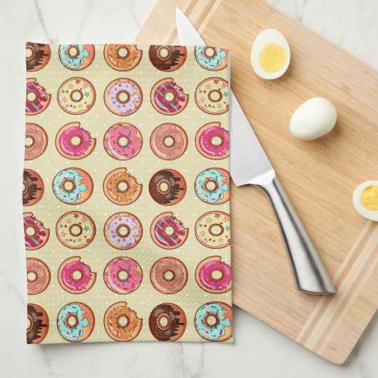 Cute Doughnut Pattern Theedoek (Quarter Fold)