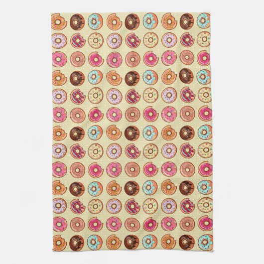 Cute Doughnut Pattern Theedoek (Verticaal)