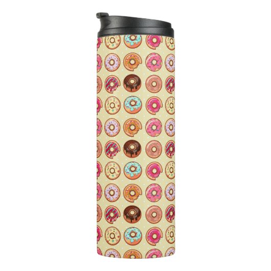 Cute Doughnut Pattern Thermosbeker (Geroteerd rechts)