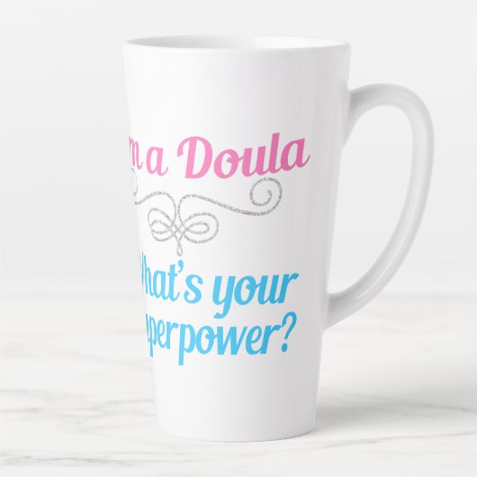 Cute Doula Superheld Latte Mok (Rechts)