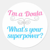 Cute Doula Superheld Ronde Sticker (Voorkant)