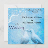 Cute Doves Square Wedding Invitation Kaart (Voorkant)