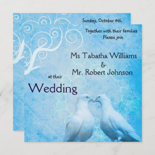 Cute Doves Square Wedding Invitation Kaart