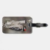 Cute Downy Woodpecker op de Boom Bagagelabel (Achterkant horizontaal)