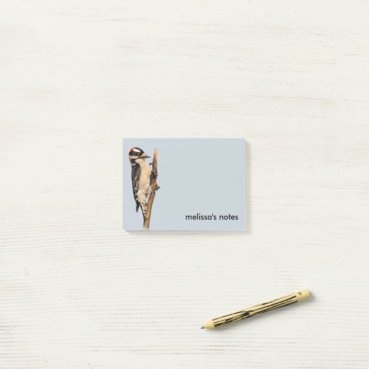 Cute Downy Woodpecker op fruitbomen Post-it® Notes (Op bureau)