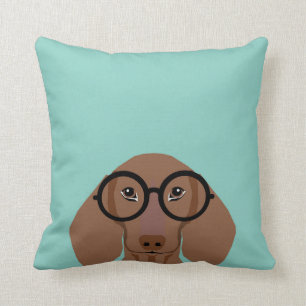 Cute Doxie met Hipster Mode Glasses - Daschund Kussen