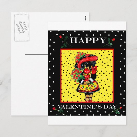 Cute Doxie Valentijn Feestdagenkaart (Voorkant / Achterkant)