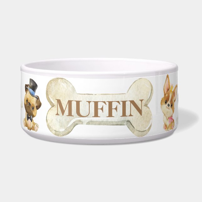 Cute Dpress Dogs Corgi Pug Dachshund Sheepdog Voerbakje (Voorkant)