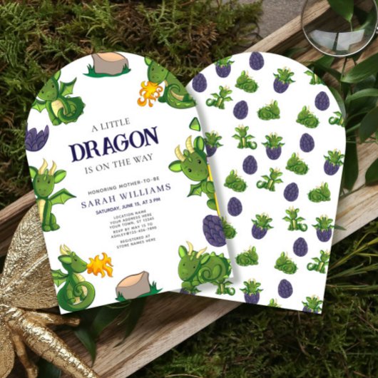 Cute Draak Is Op Komst Geslacht Neutrale Douche Kaart