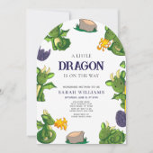 Cute Draak Is Op Komst Geslacht Neutrale Douche Kaart (Voorkant)