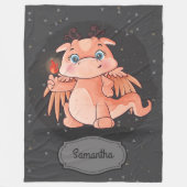 Cute draak met vuurgrijs en zwarte jongen baby fleece deken (Voorkant)