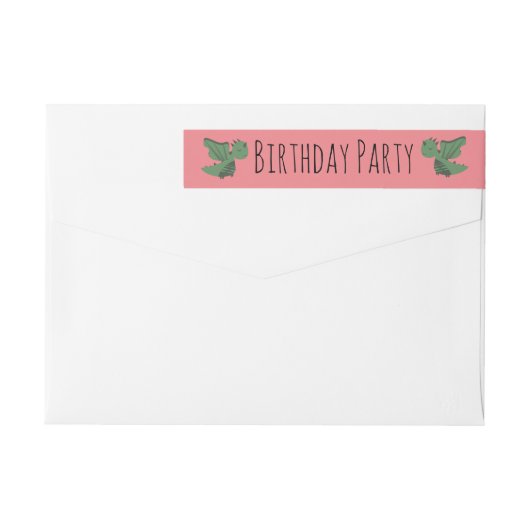 Cute Draak Verjaardagsfeestje Roze (Achterkant)