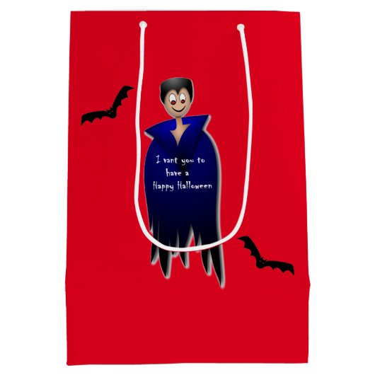 Cute Dracula Halloween Medium Cadeauzakje (Achterkant)