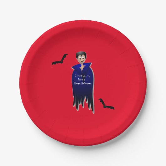 Cute Dracula Halloween Papieren Bordje (Voorkant)