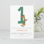 Cute Dragon 1e verjaardagsfeestje Kaart (Staand voorkant)