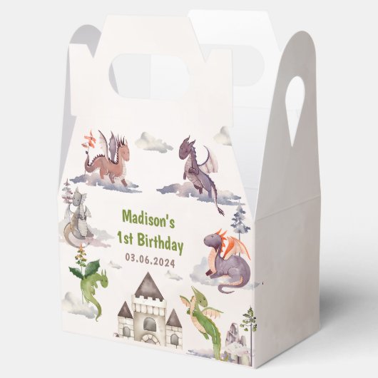 Cute Dragon 1st Birthday Party Bedankdoosjes (Geopend)