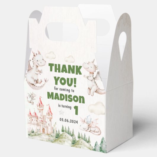 Cute Dragon 1st Birthday Party Bedankdoosjes (Geopend)